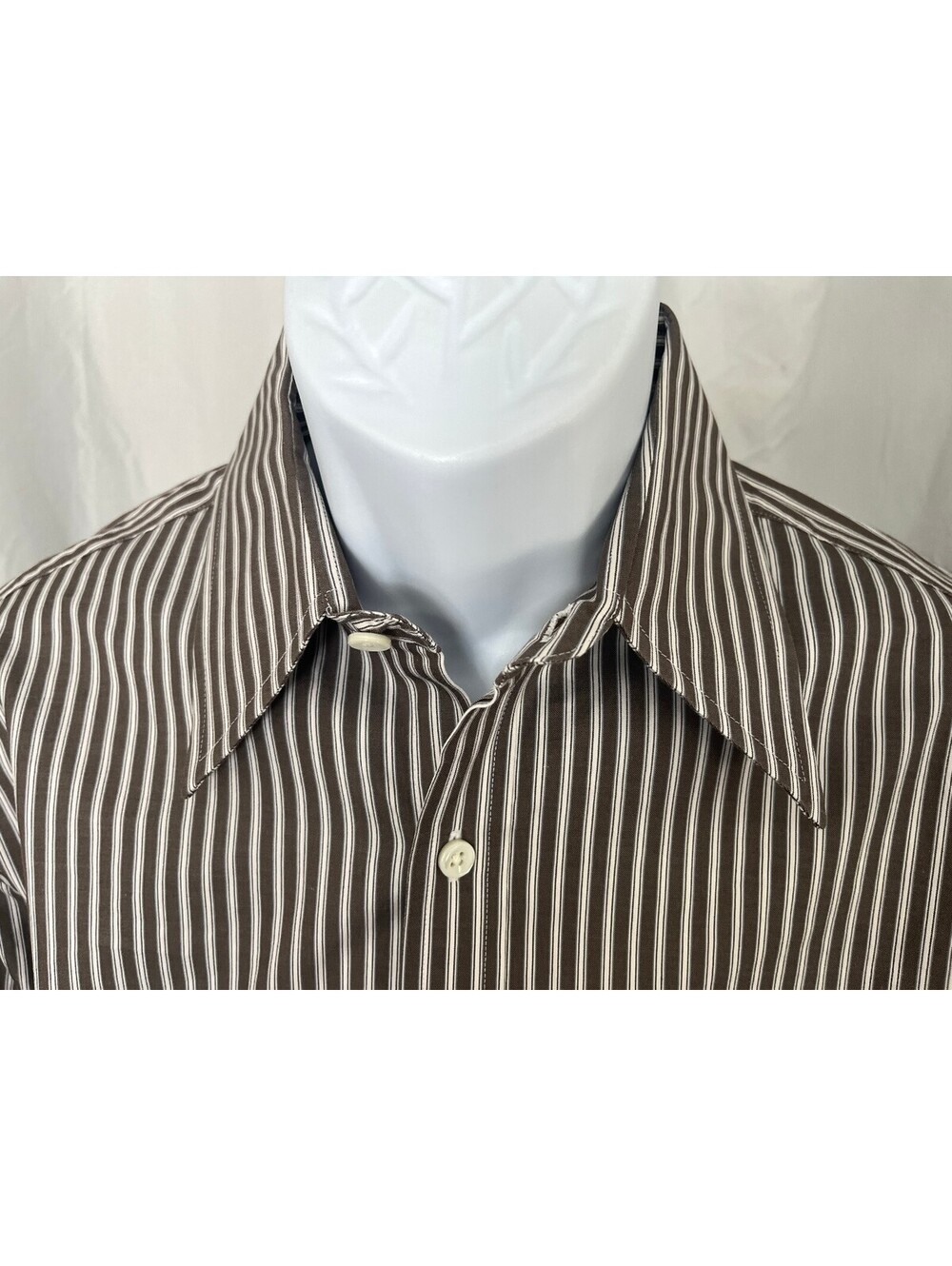 Todd Snyder Albini Shirtings Men's Gray White Striped Long Sleeve Shirt 15.5 M